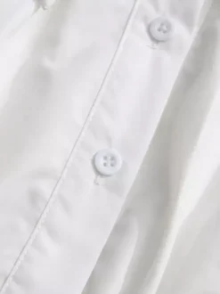 Daily Dresses Mini White Buttons Long Sleeves Turndown Collar Dress