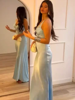 Daily Dresses Woman's Maxi Sleeveless V-Neck Sexy Apricot Dress