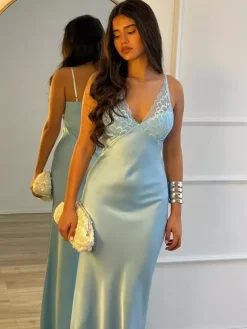 Daily Dresses Woman's Maxi Sleeveless V-Neck Sexy Apricot Dress