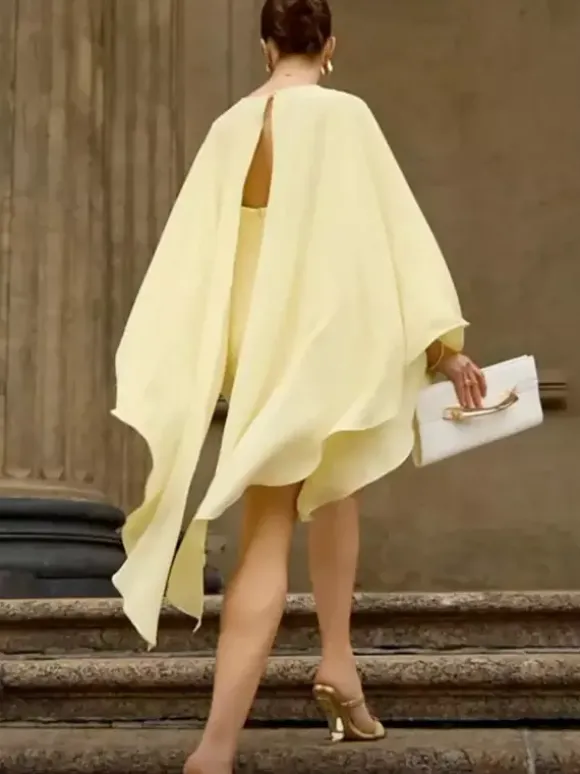 Daily Dresses Women's Mini Beige Polyester Clothes Zipper Long Sleeves Jewel Neck Dress