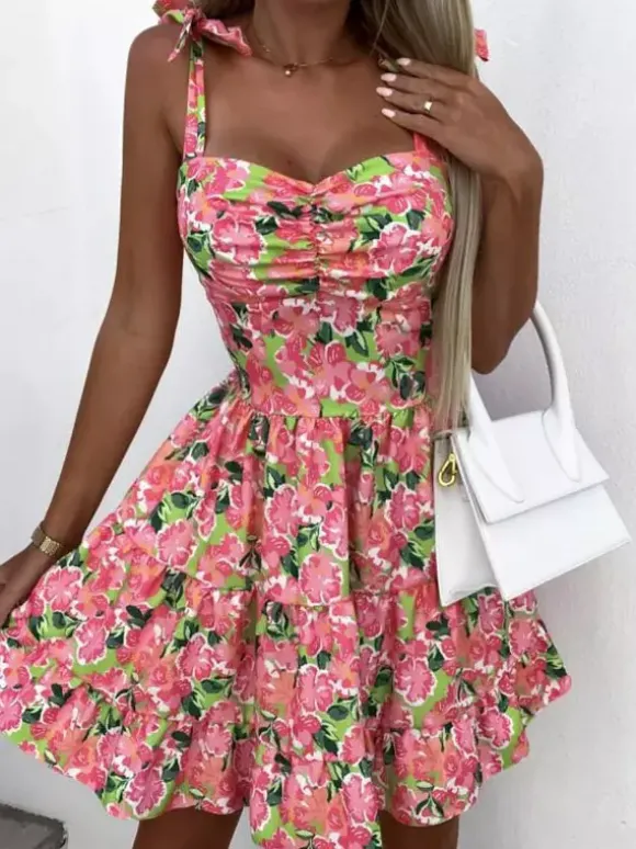 Daily Dresses For Women Midi Green Suede Backless Pleated Sleeveless Off-The-Shoulder Dress