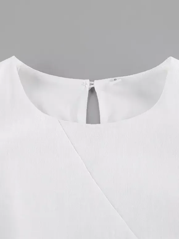 Daily Dresses Maxi For Woman Sleeveless Jewel Neck Natural Waist Elegant White Dress
