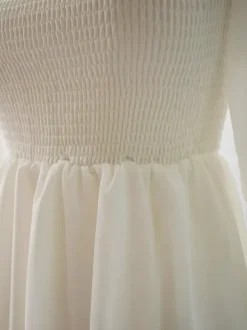 Daily Dresses Maxi Woman's Dress Long Sleeves Square Neck High Rise Waist Academic White Dress