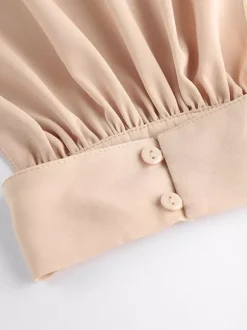 Daily Dresses Mini Khaki Sleeveless Backless High Collar Natural Waist Dress