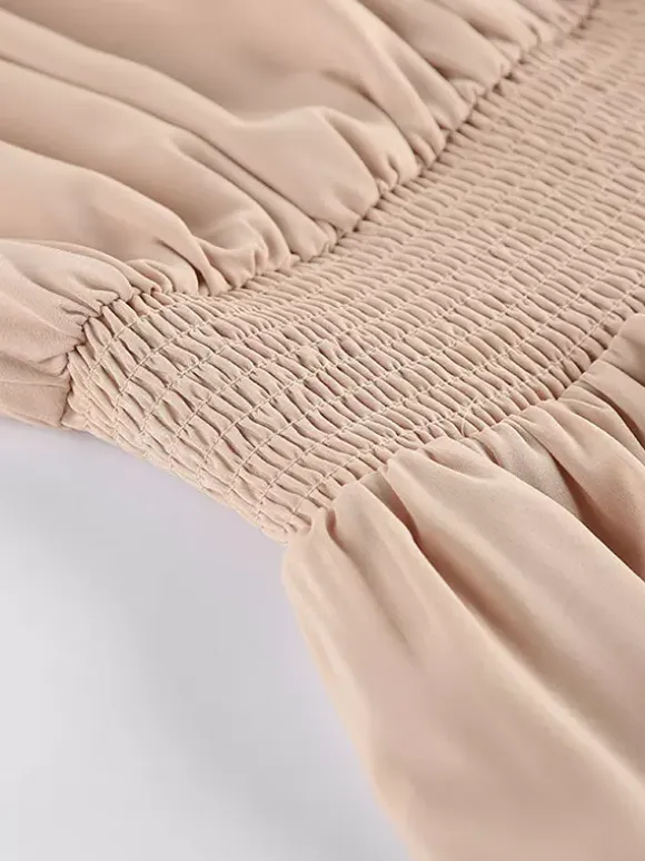 Daily Dresses Mini Khaki Sleeveless Backless High Collar Natural Waist Dress