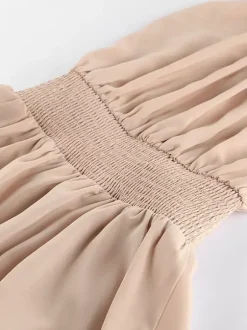 Daily Dresses Mini Khaki Sleeveless Backless High Collar Natural Waist Dress