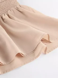 Daily Dresses Mini Khaki Sleeveless Backless High Collar Natural Waist Dress