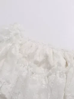 Daily Dresses Woman's Mini White Lace Off-The-Shoulder Raised Waist Dress