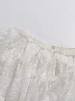 Daily Dresses Woman's Mini White Lace Off-The-Shoulder Raised Waist Dress