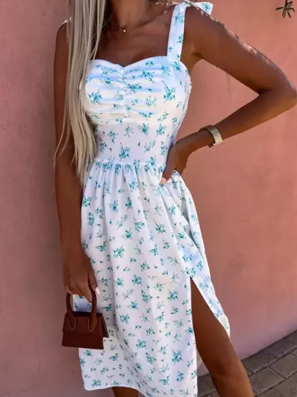 Daily Dresses Women's Midi Pink Lycra Spandex Backless Flowers Sleeveless Strapless Natural Waist Dress