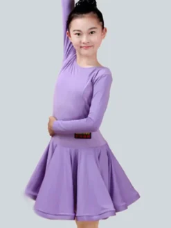 Dance Costumes Latin Dancer Dresses Costume Kids Orange Long Sleeve Short Ballroom Dancing Carnival