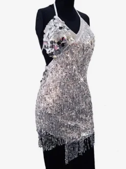 Dance Costumes Latin Dresses Golden Women Fringe Sequins Dancing Wears Outfits Carnival