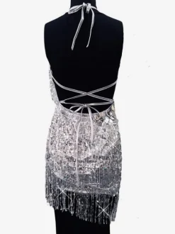 Dance Costumes Latin Dresses Golden Women Fringe Sequins Dancing Wears Outfits Carnival