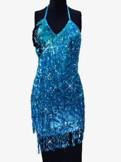 Dance Costumes Latin Dresses Golden Women Fringe Sequins Dancing Wears Outfits Carnival