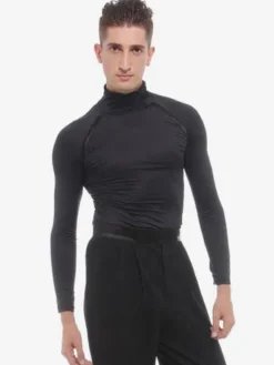 Dance Costumes Latin Dresses Black Men Milk Silk Top Dancer Dancing Wears Outfit Carnival