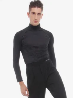Dance Costumes Latin Dresses Black Men Milk Silk Top Dancer Dancing Wears Outfit Carnival