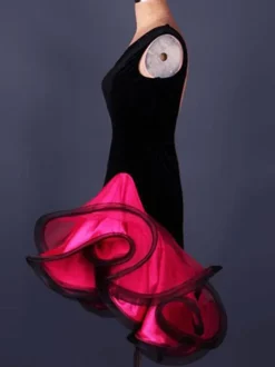 Dance Costumes Latin Dancer Dresses Organza One Shoulder Sleeveless Backless Two Tone Irregular Ruffles Dancing Clothes Hallloween