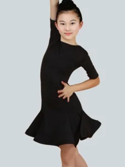 Dance Costumes Latin Dancer Dresses Kids Mint Green Half Sleeve Ballroom Dancing Outfits For Girls Carnival