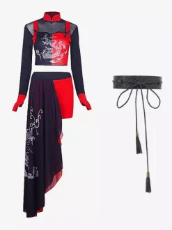 Dance Costumes Women's Jazz Dragon Print Dancing Wear Set