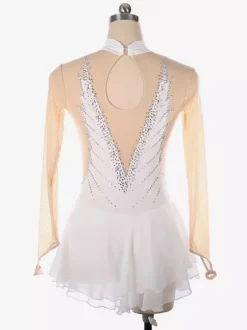 Dark Back Swam Skating Dress High Collar Beaded Mesh Skating Costumes For Women And Girl