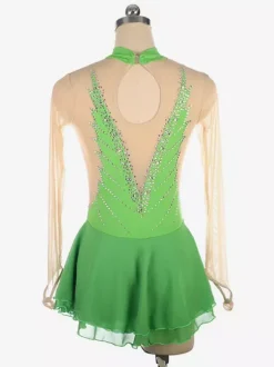 Dark Back Swam Skating Dress High Collar Beaded Mesh Skating Costumes For Women And Girl