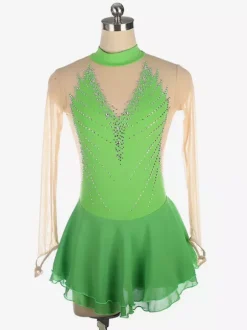 Dark Back Swam Skating Dress High Collar Beaded Mesh Skating Costumes For Women And Girl