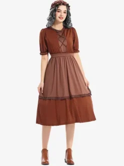 Dark brown Wolf Grandma Plays Old Granny Maid Lace Costume
