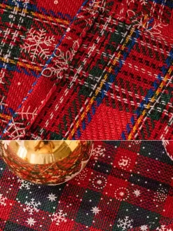 Dark Green Christmas Polyester Fiber Polyester Plaid Christmas Holidays Costumes