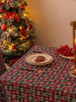Dark Green Christmas Polyester Fiber Polyester Plaid Christmas Holidays Costumes