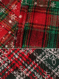 Dark Green Christmas Polyester Fiber Polyester Plaid Christmas Holidays Costumes