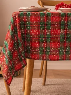 Dark Green Christmas Polyester Fiber Polyester Plaid Christmas Holidays Costumes