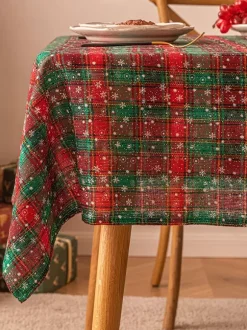 Dark Green Christmas Polyester Fiber Polyester Plaid Christmas Holidays Costumes