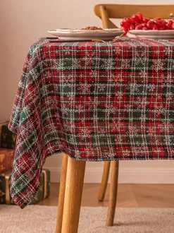Dark Green Christmas Polyester Fiber Polyester Plaid Christmas Holidays Costumes