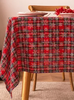Dark Green Christmas Polyester Fiber Polyester Plaid Christmas Holidays Costumes