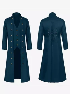 Dark Green Men's Steampunk Retro Jacket Gothic Victorian Era Retro Costumes Retro Costumes For Man