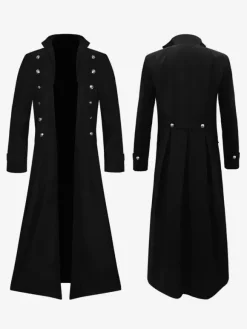 Dark Green Men's Steampunk Retro Jacket Gothic Victorian Era Retro Costumes Retro Costumes For Man