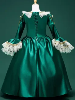 Dark Green Retro Costumes Lace Polyester Marie Antoinette Costume Dress Girl's Retro Tunic Masquerade Ball Gown