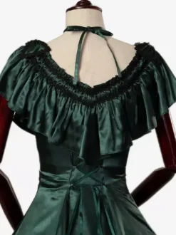 Dark Green Retro Tudor Dress Costumes Ruffles Marie Antoinette Costume Polyester Dress Women's Retro Tunic 18th Century Costume