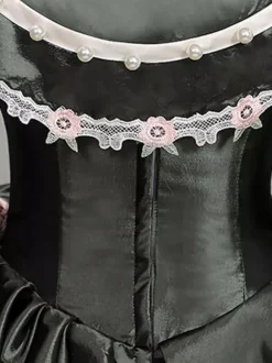 Dark Green Retro Tudor Dress Costumes Women's Lace Flowers Polyester Tunic Dress Headwear Marie Antoinette Costume Vintage Party Prom Dress