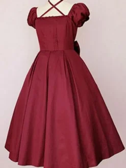 Dark Navy Lolita Dress OP Classic Short Sleeve Cotton Lolita One Piece Dress