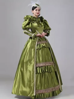 Dark Navy Retro Tudor Dress Costumes Ruffles Polyester Dress Marie Antoinette Costume Women's Royal Tunic Vintage Clothing