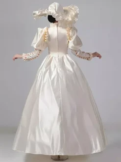Dark Navy Retro Tudor Dress Costumes Ruffles Polyester Dress Marie Antoinette Costume Women's Royal Tunic Vintage Clothing