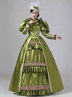 Dark Navy Retro Tudor Dress Costumes Ruffles Polyester Dress Marie Antoinette Costume Women's Royal Tunic Vintage Clothing