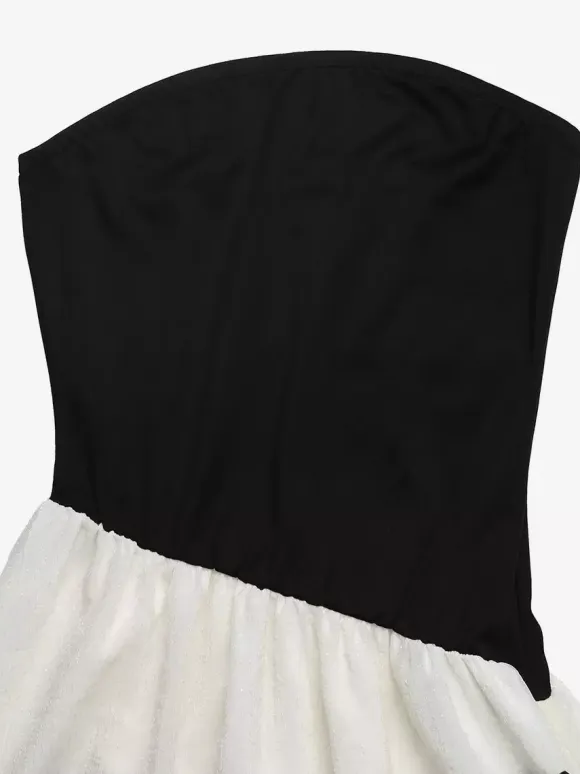 Date Night Dresses Maxi Backless Bows Sleeveless Bow Off-The-Shoulder Sweet Black+White Dress