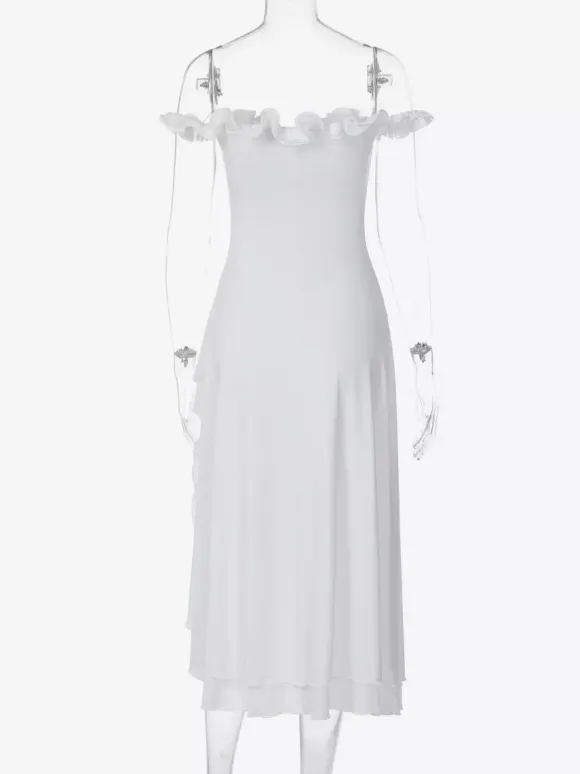 Date Night Dresses Maxi Ruffles Off Shoulder Elegant Mint Green Bodycon Dress