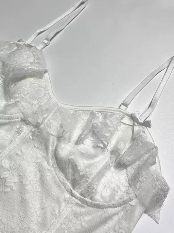 Date Night Dresses Mini Backless Lace Up Lace Sleeveless V-Neck Sexy White Dress