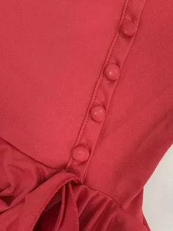 Date Night Dresses Mini Backless Pleated Lace Up Sleeveless V-Neck Chic Red Dress