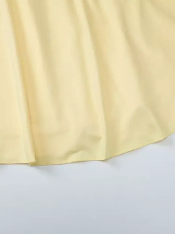 Date Night Dresses Mini Lace Up Sleeveless Backless Straps Neck Sexy Yellow Dress
