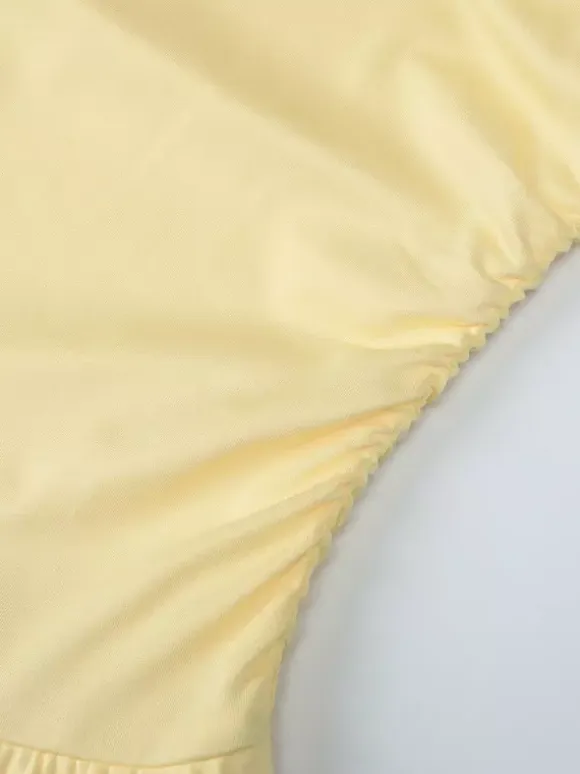 Date Night Dresses Mini Lace Up Sleeveless Backless Straps Neck Sexy Yellow Dress