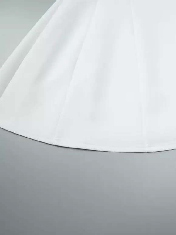 Date Night Dresses Mini Pleated Short Sleeves V-Neck Casual Ecru White Dress